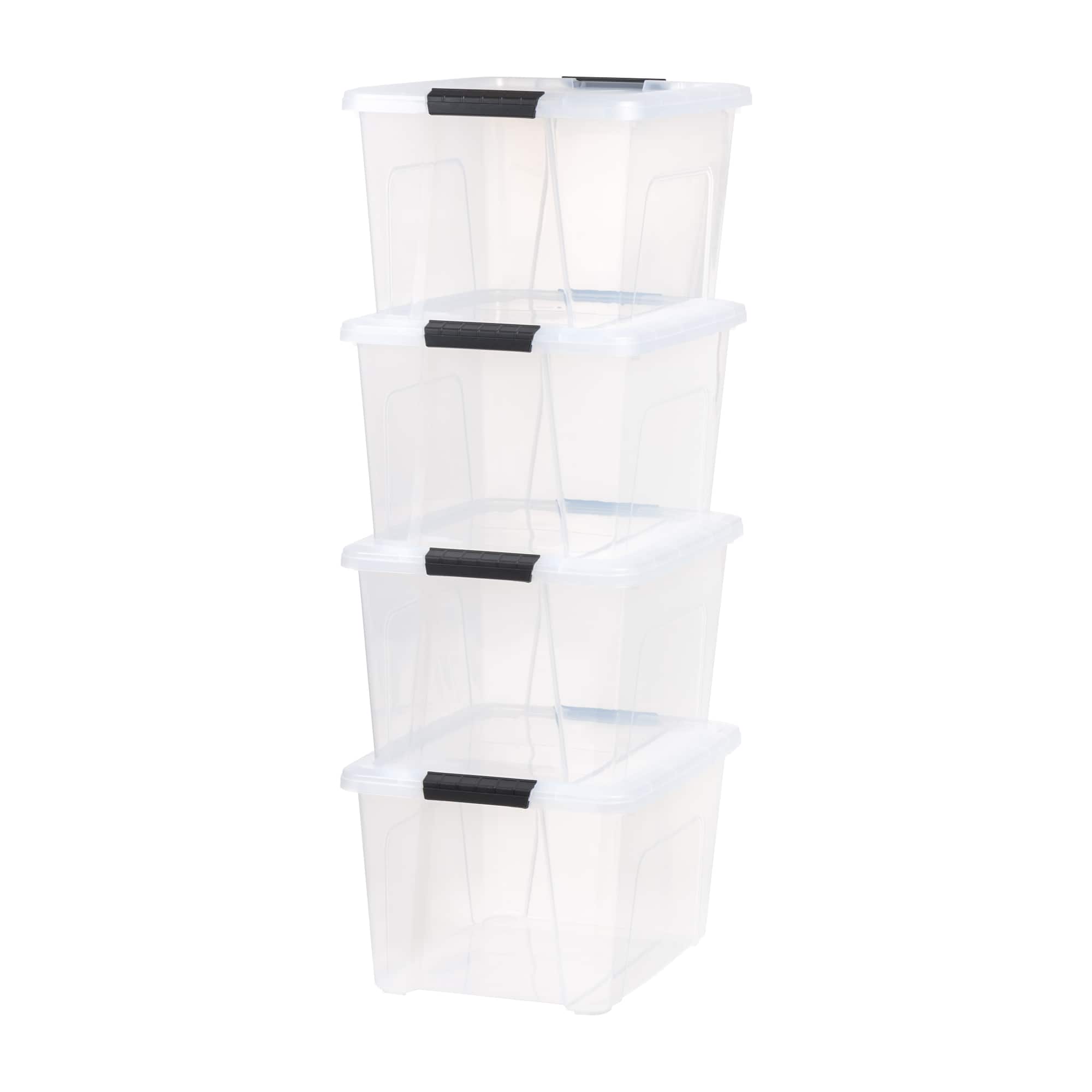 IRIS® 32qt. Buckled Clear Boxes with Clear Buckle Lids, 4ct.